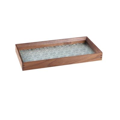 China Insulation pad embossed wood frame dry glass fruit kitchen dessert serving tray for food for sale