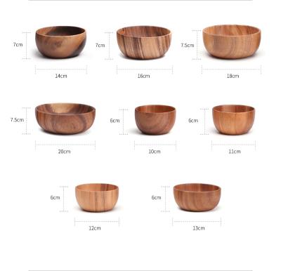 China Sustainable Acacia Wood Polished Salad Bowl For Salad And Fruit for sale