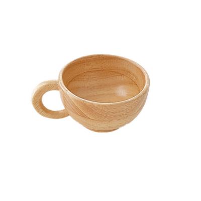 China Solid Wood INS Afternoon Tea Latte Mug Coffee Viable Retro Wooden Mug Cup With Handle for sale