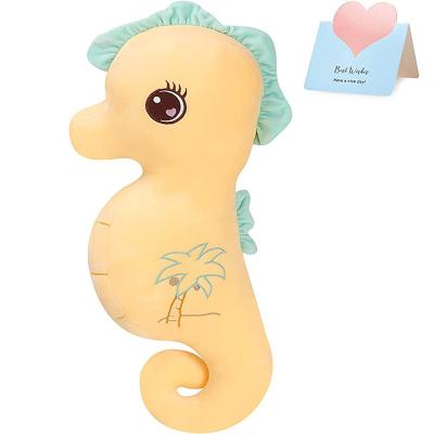 China Gift Kids Toys Anime Lovely Stuffed Seahorse Stuffed Animals Chewable Yellow Plush Toys for sale