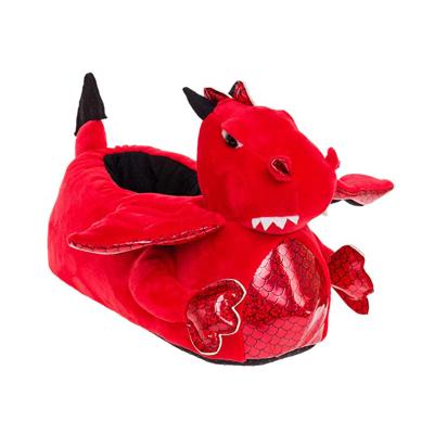 China Fashion Trend Red Dragon Cartoon Plush Slippers OEM Plush Soft Comfortable Slippers for sale