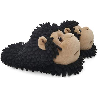 China Fashion Trend Black Monkey Slippers Thickened Plush Slippers Winter Keep Warm Cute Comfortable Slippers for sale