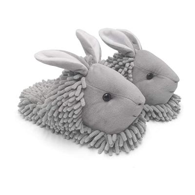 China Fashion Trend Cute Sexy Plush Gray Rabbit House Slippers Customized Animal Shape Plush Warm Slippers for sale