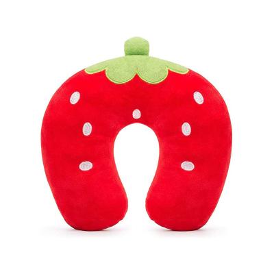 China Custom Cute Strawberry LOGO Therapy U Shape Neck Pillow Travel Neck Pillow for sale