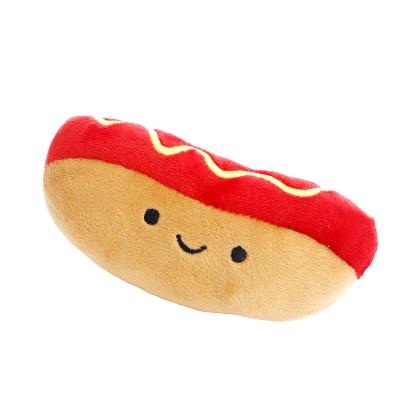 China Viable Hot Dog Toy Food Scenography Stuffed Plush Dog Toys Dog Chew Toys Pets Squeaky for sale