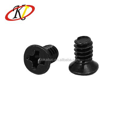 China Carbon Steel Black Flat Chamfer M1 M1.5 M2.5 Head Cross Recessed Machine Screw for sale