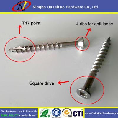 China Stainless Steel 304 / 316 G10 X 50 Square Drive Stainless Steel Deck Screws For Deck Clips for sale