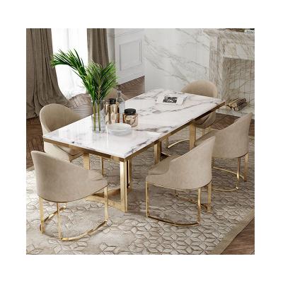 China Nordic Marble Foldable Dining Table Household Marble Dining Table And Chair Rectangular Expandable Stone Dining Table for sale