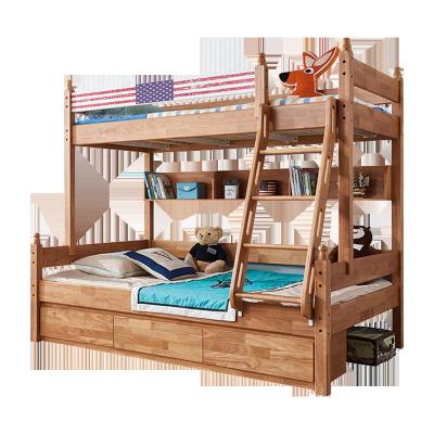 China Environmental Material / Combine Style Whichever You Want Triple Bedroom Furniture Oak Wooden Bunk Bed Kids Solid Wood Modern Bunk Bed for sale