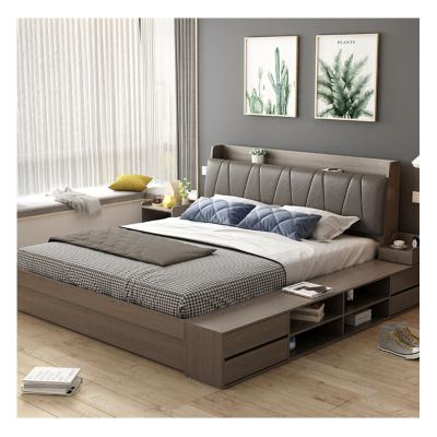 China Nordic MDF double storage bedroom master bedroom storage furniture 1.8m single tatami bed Nordic board bed modern for sale