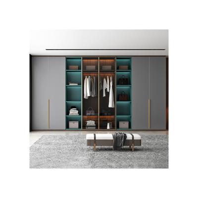 China New Design Light Luxury Italian Minimalist Wardrobe Master Bedroom Door Overall Custom Made Glass Wardrobe for sale