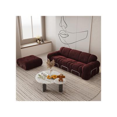 China Modern Light Sofa Simple Nordic Fabric Wine Luxury Sofa For Living Room Furniture Red New Design for sale