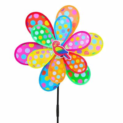 China Outdoor Toy Factory direct outdoor decoration children's plastic toys double-layer large polka dot colourful windmill wholesale for sale