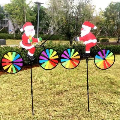 China Outdoor Decoration New Christmas Holiday Decorations Father Christmas Snowman Riding Windmill In The Garden for sale