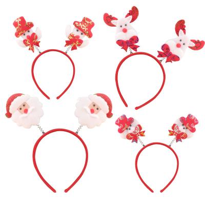 China PP Christmas Antler Headband Novelty Santa Headband Hair Hoop Sequins Headset Headwear For Cosplay Gifts Children Headwear for sale