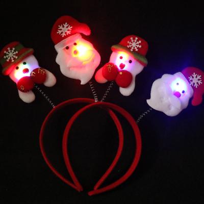 China Fabric New Christmas Headband Cute Snowman Christmas Lighting Hair Accessories Kids Tiara Christmas Hat Toppers Decorations for sale