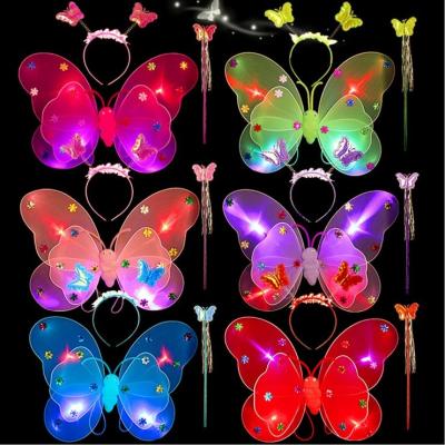 China Bars Butterfly Sequin Wings LED Glowing Glow Party Girls Birthday Party Dress Up Little Fairy Baby party for sale