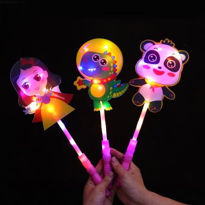 China Plastic Led toys luminous flashing magic wand ball transparent cartoon rabbit cartoon candy glow star stick for sale