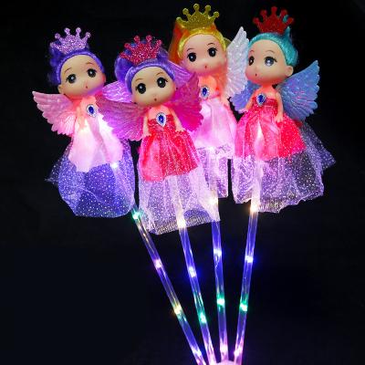 China Plastic LED lighting luminous flower children's Doll Magic Wand new cartoon new flash fairy magic wand toy for sale