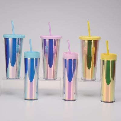 China Minimalist and Hot Selling Direct Supply by Manufacturer Fashionable High Quality Double-Layer Outdoor Plastic Cups with Lids and Straws for sale