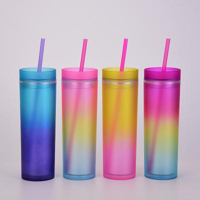 China European and American style minimalist hot sale fashion can be color wholesale gradual rainbow party plastic cup for sale