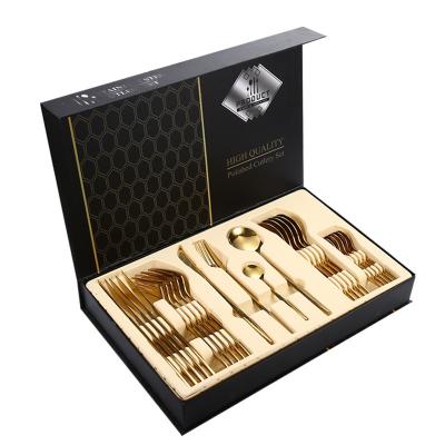 China Sustainable Popular Stainless Steel Western Tableware Steak Knife And Fork Gift Boxes In Portuguese Hotel for sale