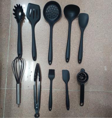 China Sustainable Factory Stock Silica Gel Kitchenware 10 Pieces Set Non Stick Pan Silica Gel Kitchenware Set Cooking Shovel Spoon Tool for sale