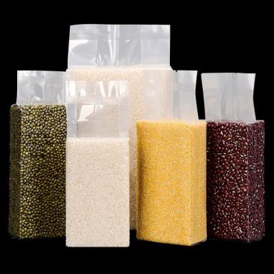 China Moisture Proof Clear Plastic Rice Brick Food Packaging Heat Sealable Vacuum Bag For Rice Beans Mixed Grain for sale