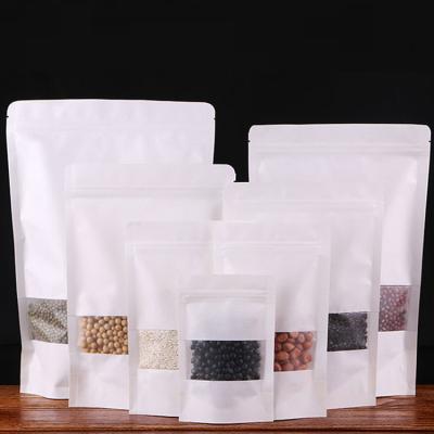 China LXY Biodegradable Recycled Materials Recycle Dry Food Nut Snacks Storage Zipper Bags Package Zip Lock Kraft Paper Holder Zip Up Pouch for sale