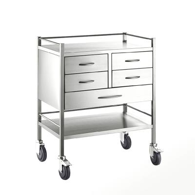 China Modern Medical 304 Appliance Stainless Steel Surgical Instrument Trolley, Medical Trolley, Hospital Trolley for sale