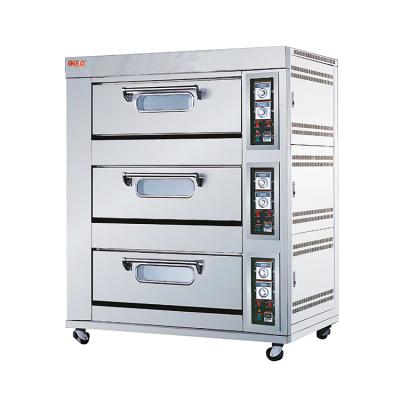 China Commercial Automatic Frying Oil Factory Gas Bread 3 Layer Deck Bakery Oven for sale