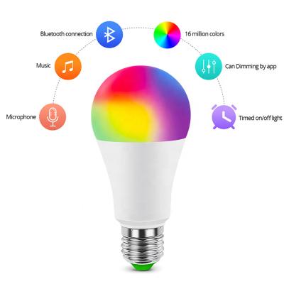 China Indoor Remote Control Amazon Alexa Google Home IFTTT E27 3W 5W 10W 15W Smart Dimmable RGB 16 Color Changing RGB Led Bulb for sale