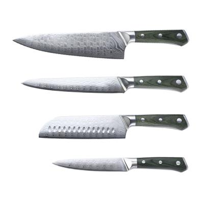 China Food Cutter Japanese 8inch AUS-10 Damascus Chef Knife Slicing Santoku Knife Serving Set for sale