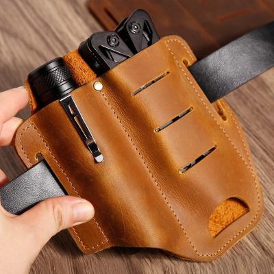 China Durable Multifunctional tool storage bag Waist layer cowhide men's waist pack belt bag leather men's mobile phone belt bag for sale