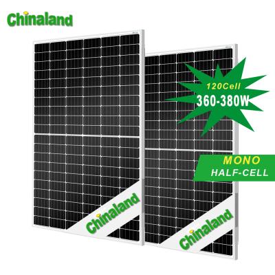 China Solar Home System 25 Years Warranty High Efficiency 350w 360w 370w 380w PV Mono Solar Panel for sale