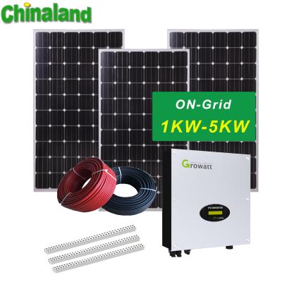 China Home Solar System Home 3KW 5KW 10KW On Grid Solar Panel System Grid Tied Solar System for sale