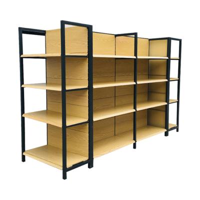 China Factory Outlet Supermarket Wooden Shelf Gondola Shelving Display Stand Book Shelves for sale