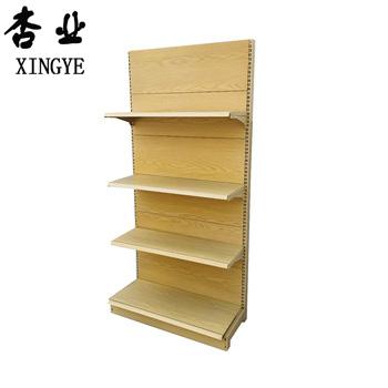 China Single-Sided Shelf Rack Supermarket Gondola Wood Grain Hot Selling Shelves Support Stock Wholesale for sale