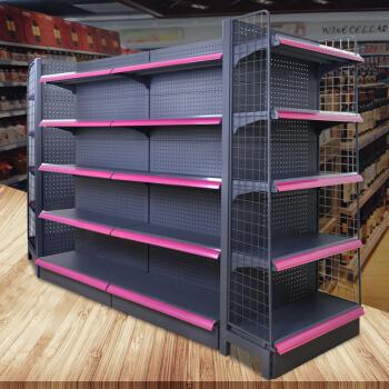 China Double Sided Supermarket Shelf Double Sided Display Rack Heavy Duty Supermarket Shelf Retail for sale