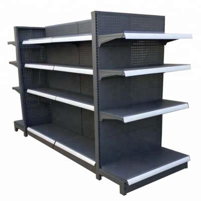 China Double Sided Double Sided Supermarket Shelf Frosted Gray Supermarket Shelf Rack Heavy Duty Supermarket Shelf Retail for sale