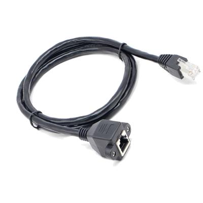 China OEM Plug and Play 1M Screw RJ45 Female Lock to Male Ethernet RJ45 LAN RJ45 Panel Mount Extension Cable for sale