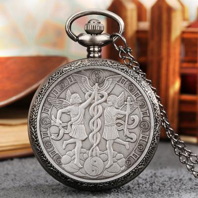 China Gray Pendant Unisex Fashion Antique Luxury Pocket Watch Reloj De Bolsillo Steampunk Twelve Constelations for sale