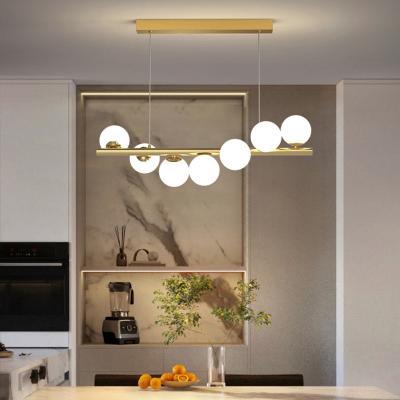 China Zhongshan Modern Nordic Minimalist G9 Led 7 Ball Glass Chandelier Restaurant Long Chandelier 9 11 Bar Restaurant Decoration Chandelier for sale