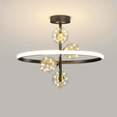 China Zhongshan 48W 52W Modern Simple Iron Gold Single Ball Round Decorative LED Glass Pendant Lamp for sale