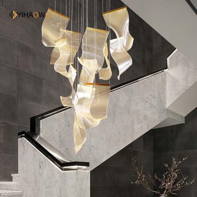 China Zhongshan Large Gold Custom Modern Decorative Stainless Steel LED Pendant Light Ceiling Pendant Light for sale