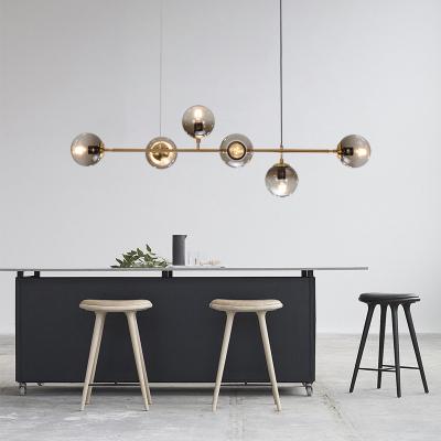 China Zhongshan Design 6 Head Glass Ball Modern Nordic Creative Bar Light Luxury Zhongshan Chandelier for sale