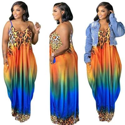 China BAZAI Leopard Tie Anti-Static Dye Plus Size Casual Dress 2021 Women Summer Sun Long Dress For Woman for sale