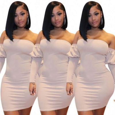 China BAZAI Anti Static Off Shoulder Long Sleeves Women Bodycon Dresses Summer Elegant Sexy Women Dress for sale