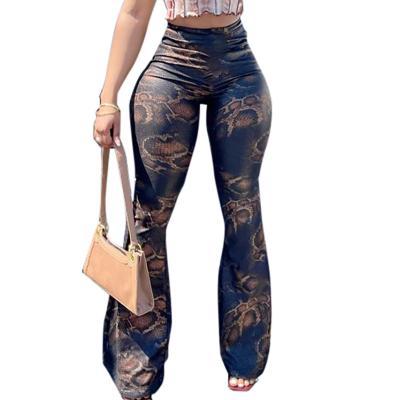 China BAZAI New Arrival Breathable Women Snake Pattern Trousers Bodycon Leisure Trumpet Rocket Tight Pants For Female for sale