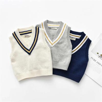 China Baby Boy Plus Size Warm Autumn Winter Knit Vest 1-7Y Kids Fashion Casual V-Neck Pullover Sleeveless Sweater Top for sale